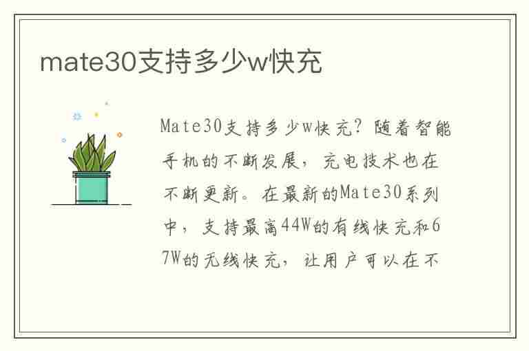 mate30支持多少w快充(华为mate30支持多少w快充)